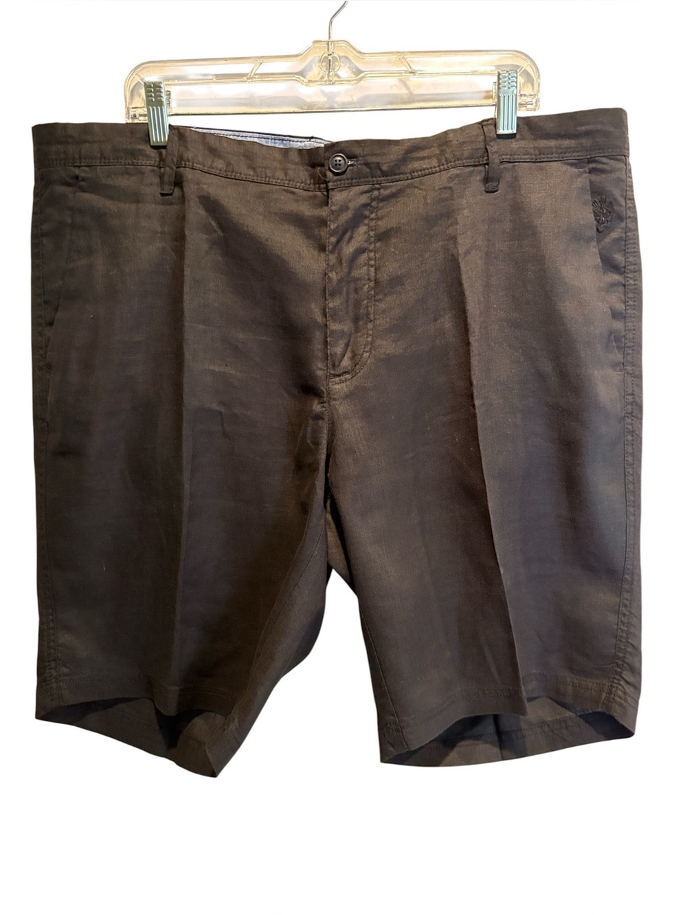 Ganesh - Men's Flat Front Linen Shorts. Size 40 Regular. Black
